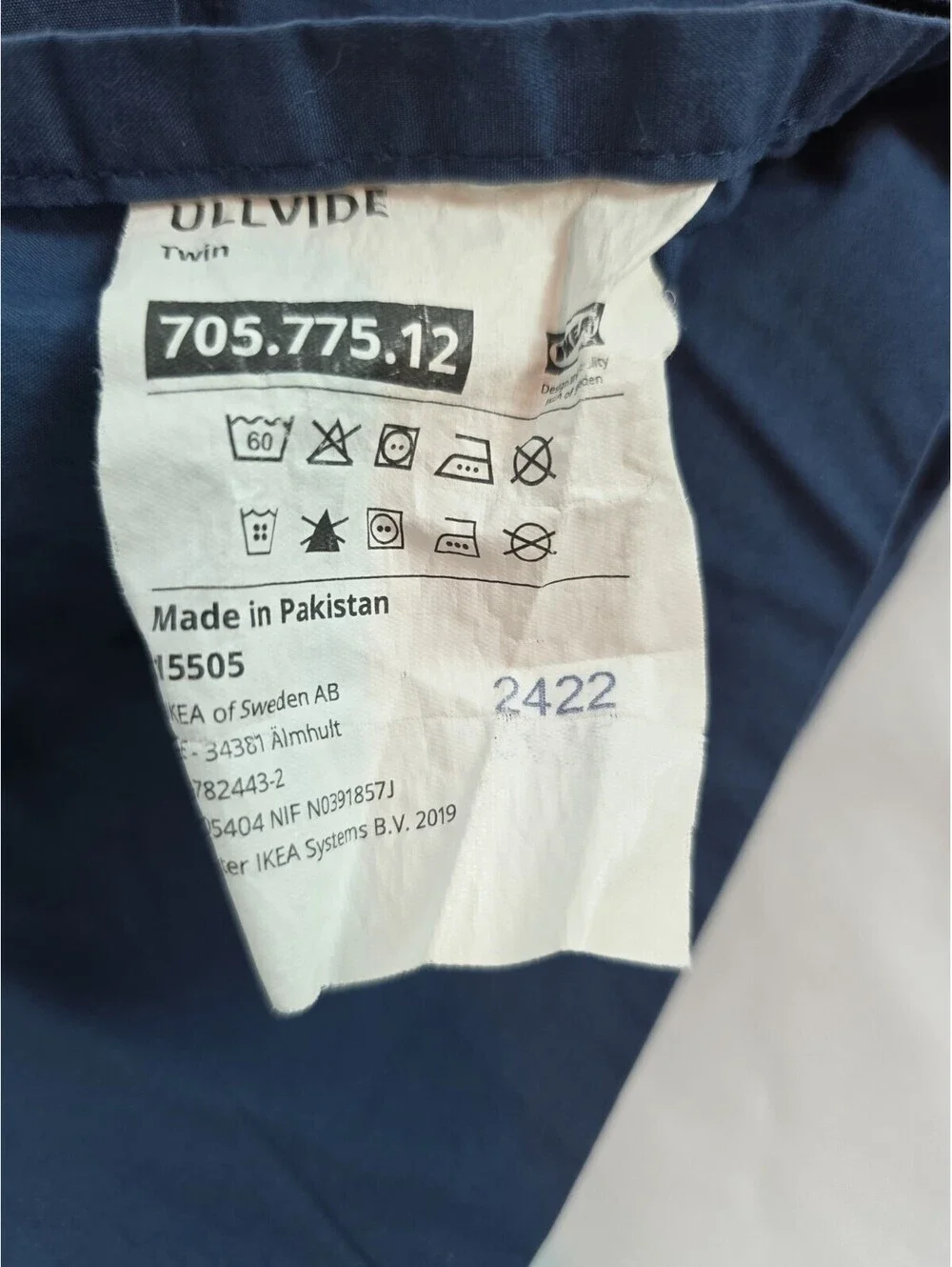 IKEA Ullvide Twin Dark Blue Fitted And Flat Sheet Set Of 2 Pre-owned